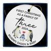 First Christmas As a Family Ceramic Ornament 2024, New Parents Gifts for Couples Mom Dad Newborn, New Mom Dad Baby Gifts Ideas, Baby 1st Ornament