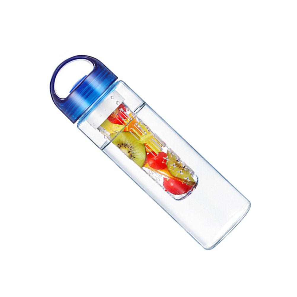 750ml Water Bottle with Finger Hole Fruit Infuser Leakproof As Material for Gym Camping Hiking Blue Water Bottle
