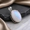 Rainbow Moonstone Gemstone Silver Pendant, Handmade Blue Flash Pendant Necklace Gift For Her PP-63-22