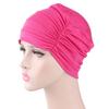 Solid Color Men Women Pleated Cotton Beanie Cap Hair Loss Sleeping Chemo Hat