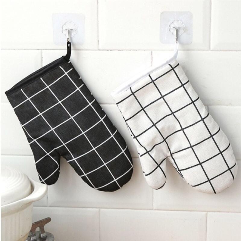 Checkered Kitchen Oven Gloves 1P black