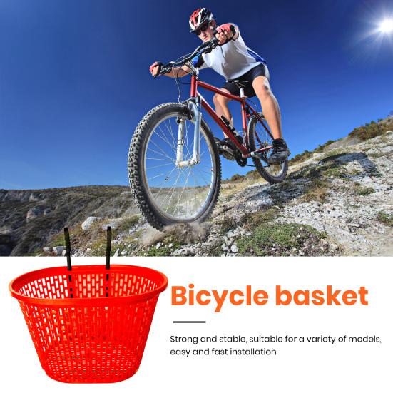 Bicycle Basket Strong Large Capacity Hollowed-out Plastic Basket Multifunctional Item Storage Removable Folding Bike Organizer Front Basket Cycling