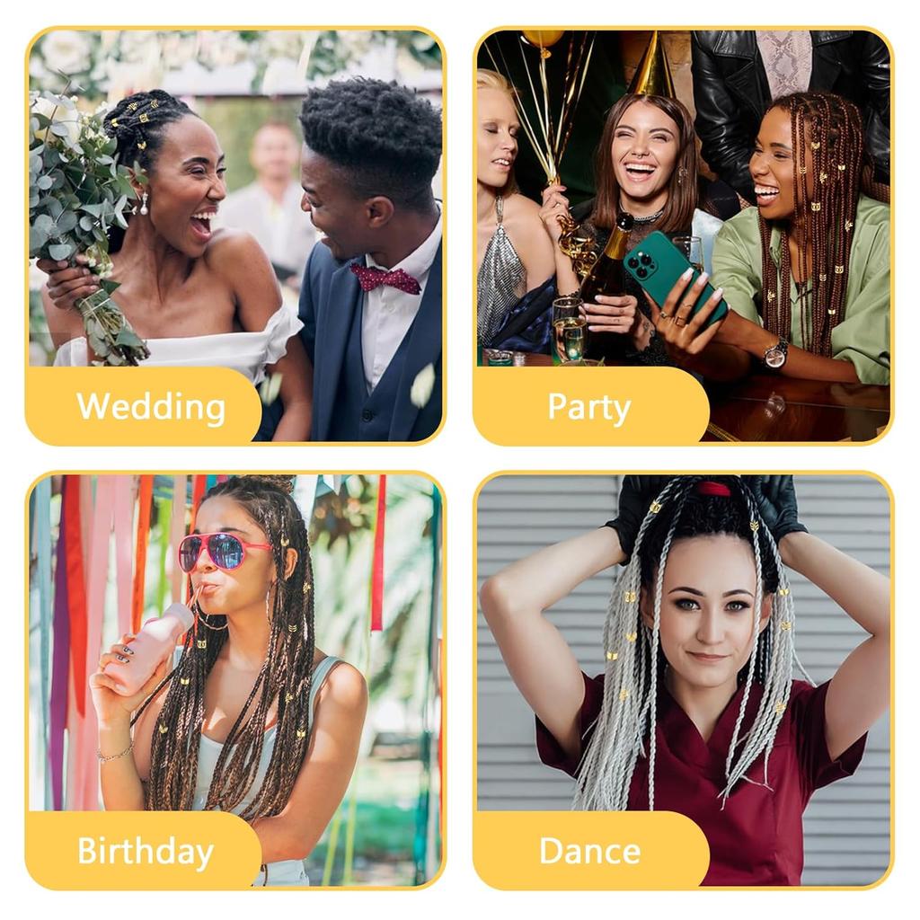 50pcs Gold Hair Jewelry for Braids Accessories Loc Jewelry for Hair Dreadlocks Adjustable Hair Rings Hair Cuff Hair Charms Braid Jewelry Hair Beads