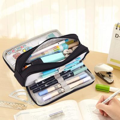Large Capacity Pencil Case With 3 Compartment Pouch Pen Bag Macaron Color Pen Bag Storage Pouch for School Teen Girl Boy Women