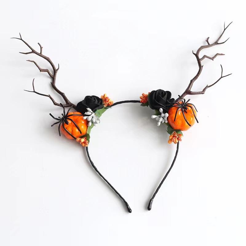 New Halloween Theme Pumpkin Vampire Floral Deer Headband Ghost Heads Headwear for Party Decor Christmas Cosplay Festival