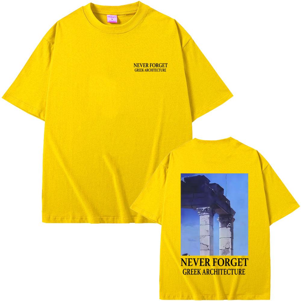 NON DIMENTICARE L'ARCHITETTURA GRECA Maglietta Uomo Donna Moda Vintage Manica Corta T-shirt Maschile Casual Magliette Oversize Streetwear
