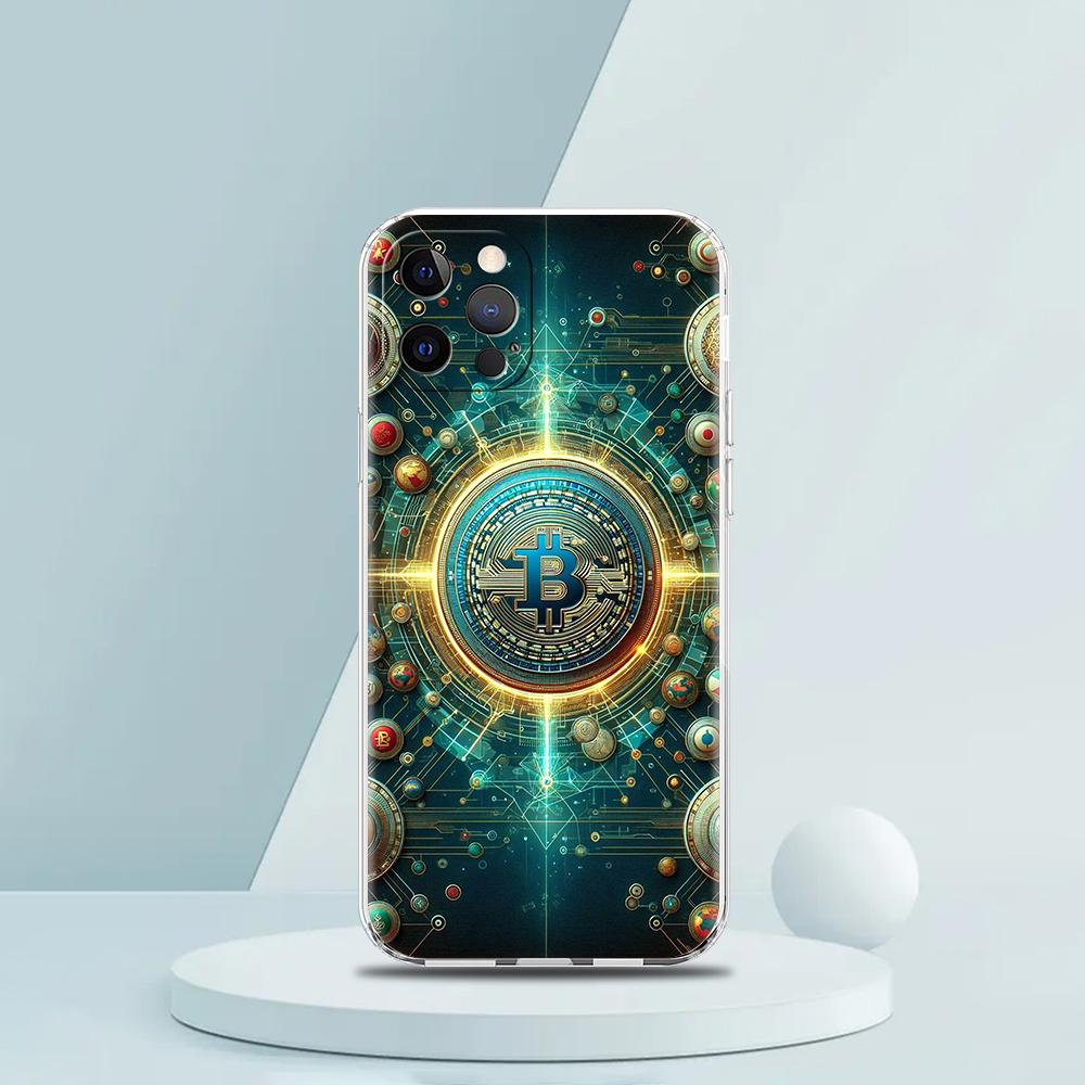 

Bitcoin Soft TPU Transparent Phone Case Cover for iPhone 16 15 14 13 12 11 Pro Max XR 8 7 Plus XS Max Shell Fundas Capas Bags iPhone 15Pro Max