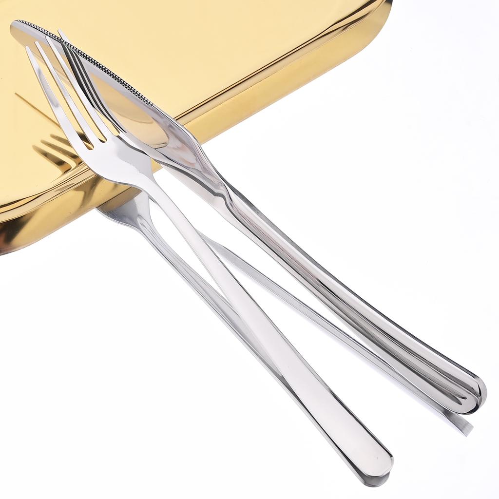 4pcs High-quality Stainless Steel Tableware Set Shiny Silver Flatware Knife Fork Coffee Spoon Dinnerware Set Kitchen Party Silverware