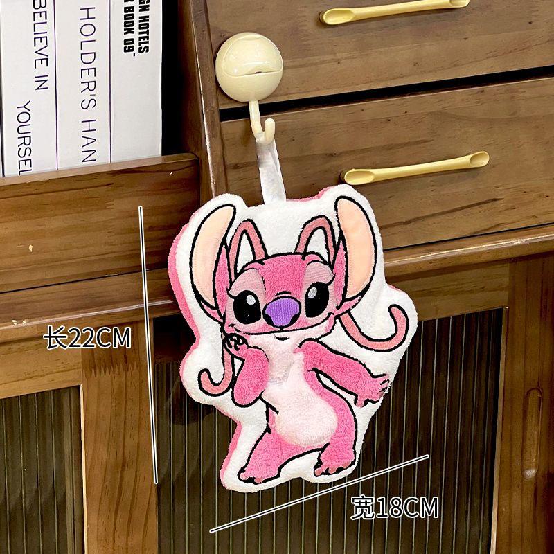 Ручное полотенце в форме мультяшного Стича, коралловый флис не линяет, хорошо впитывает воду, двухслойное утолщение, быстросохнущее, для дома и детей розовый