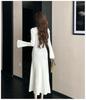 Elegant Bell Sleeve Bodycon Knit Dress and Coat - New Chinese Style for Women, Autumn Winter Collection