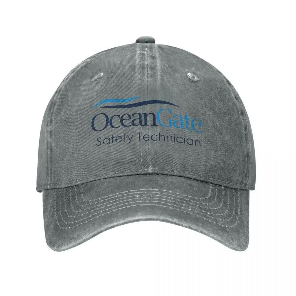 Vintage kšiltovka OceanGate pro bezpečnostního technika, unisex styl, obnošený vzhled, praná, pokrývka hlavy pro venkovní nošení ve všech ročních obdobích, cestovní klobouky, kšiltovka
