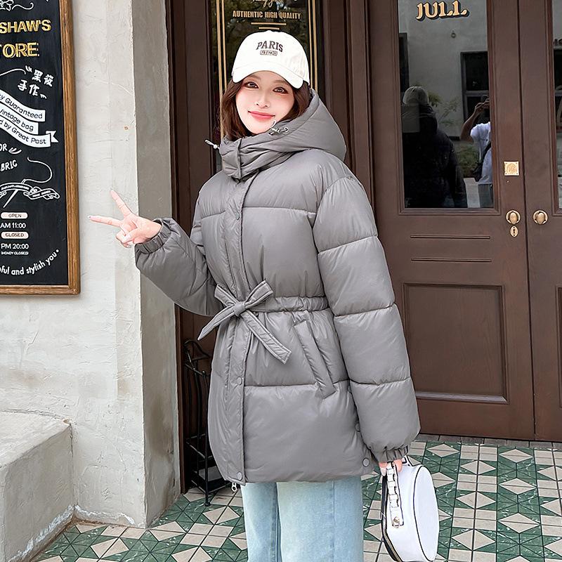 

Зимняя хлопковая одежда женственность талия хлопковая одежда поясной стиль приталенный фасон продвинутое чувство утолщенная и тонкая с капюшоном новая модель XXL серый