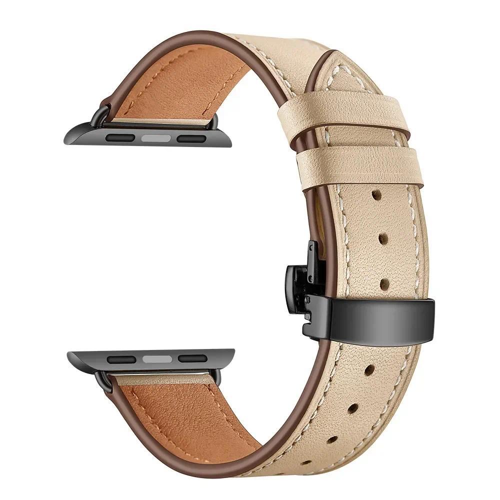 Leather wristwatch strap for Apple Watch 49mm 46mm 45mm 44mm 42mm 41mm 40mm 38mm 45mm for iWatch Series 11 10 9 8 7 6 5 4 Ultra3