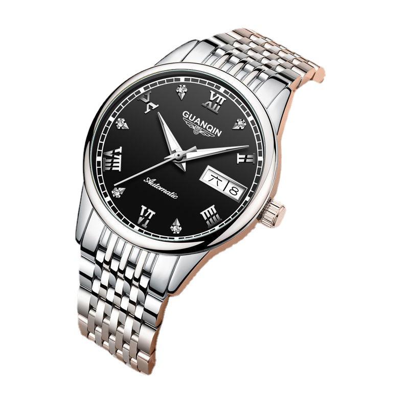 Montre Minimaliste pour Femme avec Strass Suisses, Étanche, Double Calendrier, Cadran Lumineux et Bracelet en Acier.