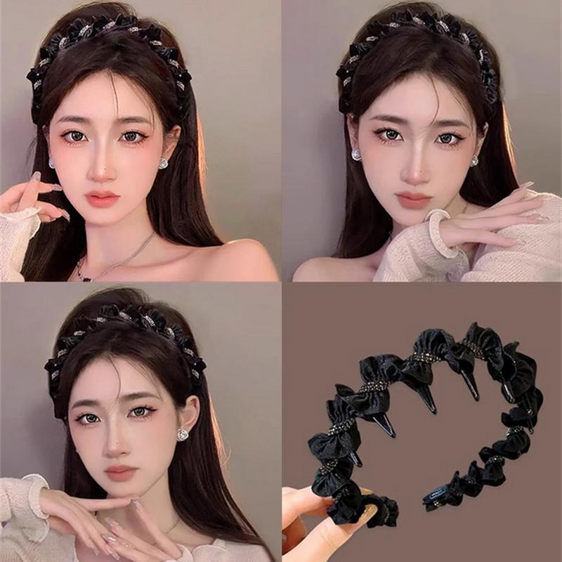 Černé Elegantní Čelenky do Vlasů Krajková Šňůrka Vlasová Obruč Zuby Protiskluzové Vlasové Doplňky Korejské Dívky Čelenky Ozdoba Hlavy