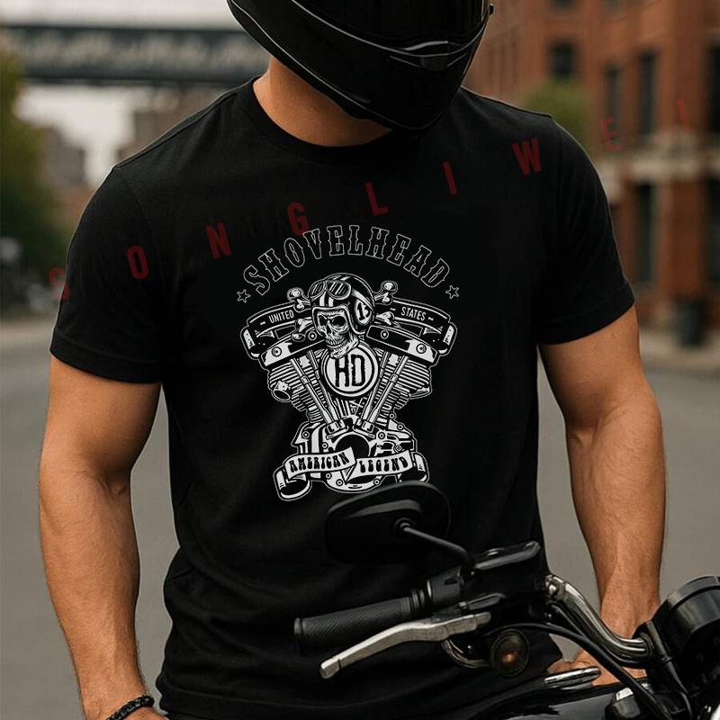 NOVA CAMISETA LIMIT HD ShovelHead An Motorcycle T-Shirt Motorrad Fans Moto Summer Cotton Men Sh