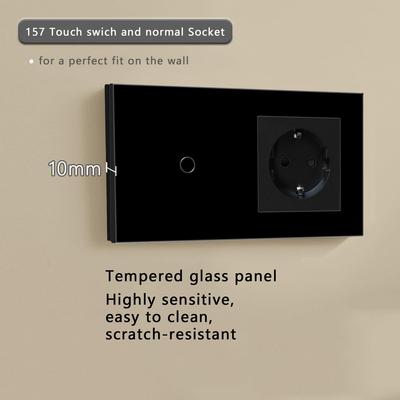 Standard European 157x86 Priza Comutator Tactil cu Panou de Sticlă pentru Montaj Ascuns