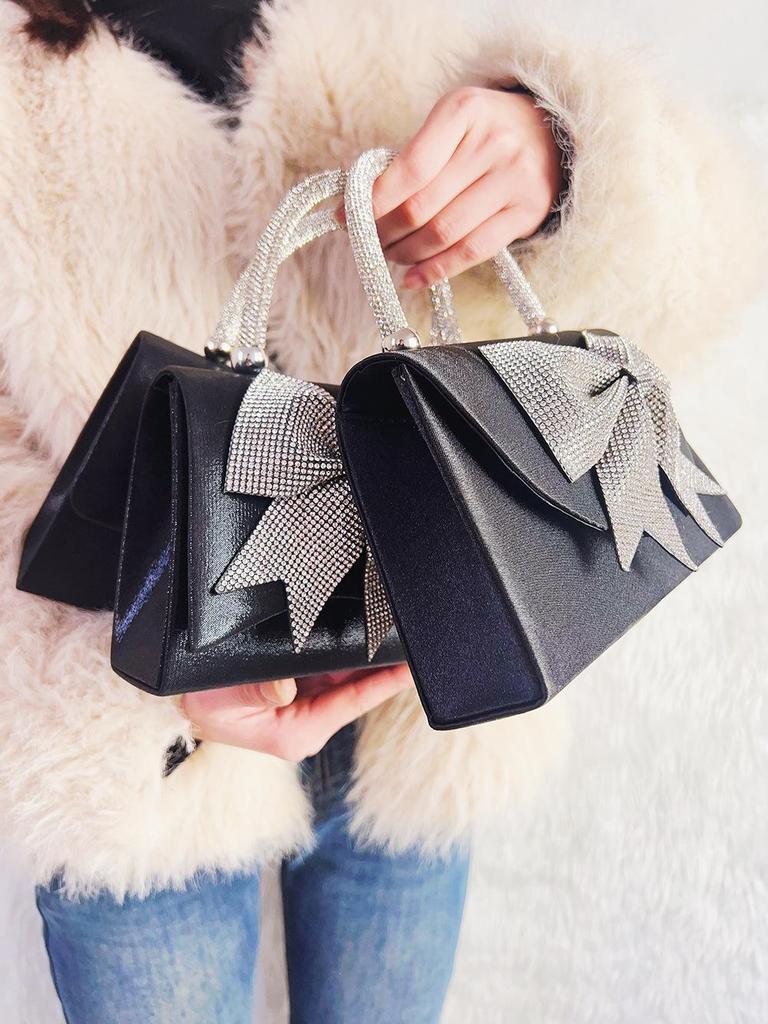 Bolso de Mano de Noche de Lujo con Lazo de Diamantes: Bolso de Fiesta y Vestido para Mujer