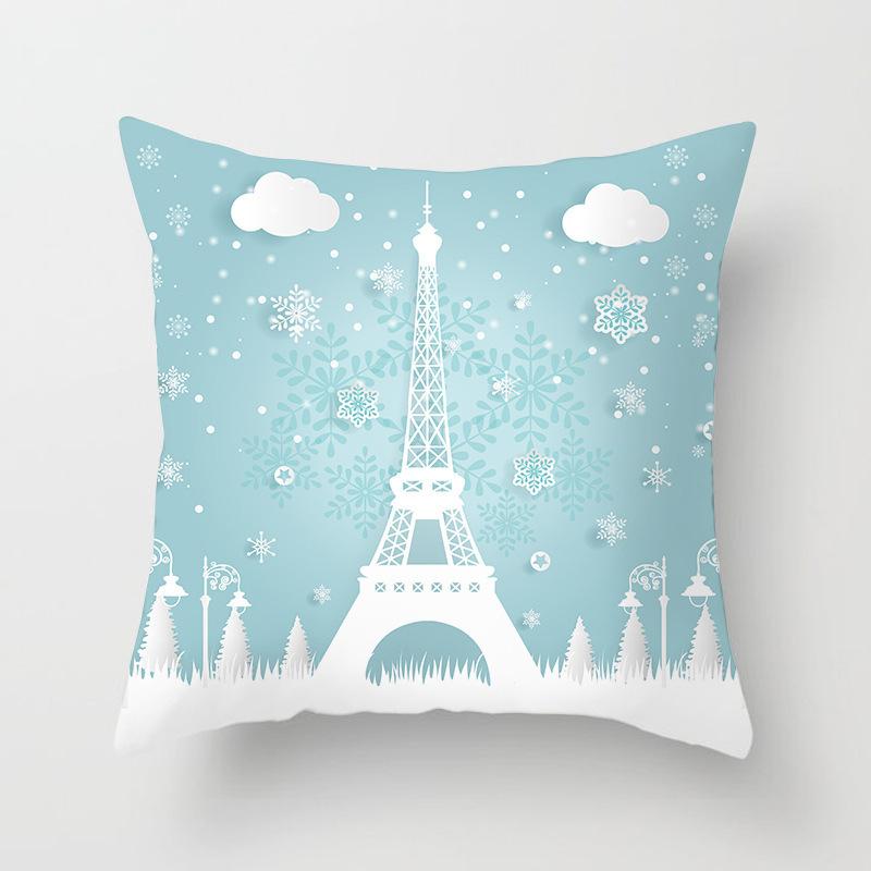 Home Decor Eiffel Tower & Balloon Paris Themed Pillow Covers Pattern Cushion Cover Suitable for Sofa Bedroom Car Pillow Cover