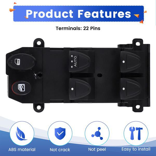Black ABS Electric Window Switch 35750-SNV-U015, 1 pc: Fits