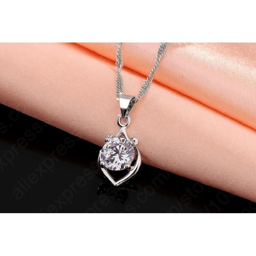 Elegant Genuine 925 Sterling Silver Jewelry Set For Women Girls Dancing Party Cubic Zircon Pendant Necklace/Earring Sets