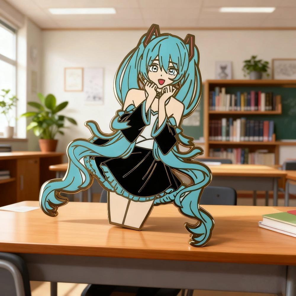 Anime surrounding Hatsune Miku brooch virtual idol first sound metal badge Japanese cute schoolbag accessories