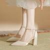 HO Coarse Heel Large Sandals 2026 Summer Gentle Match Skirt High Heels Hollow Non tiring Feet Single Shoes