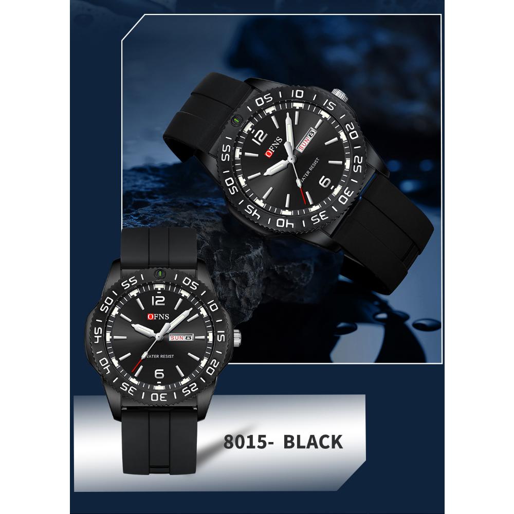 OFNS New Fashion Color Dial Men's Quartz Watch Outdoors Casual Waterproof Clock Silicone Sports Business Dress Men Watch