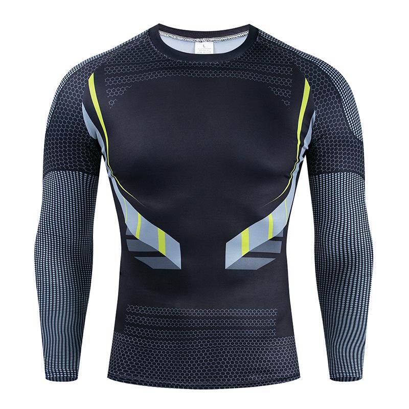 Herren Langarm Kompressionssportshirt - Elastisch, Atmungsaktiv, für Basketball, Laufen, Fitness.