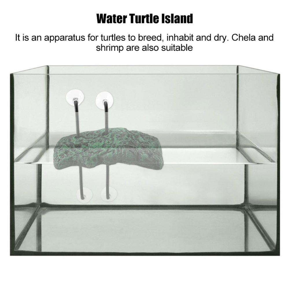 Ornament Suction Cup Turtle Basking Island Safe Resin Water Turtle Island Floating Green Turtle Semi Aquatic Island Aquarium