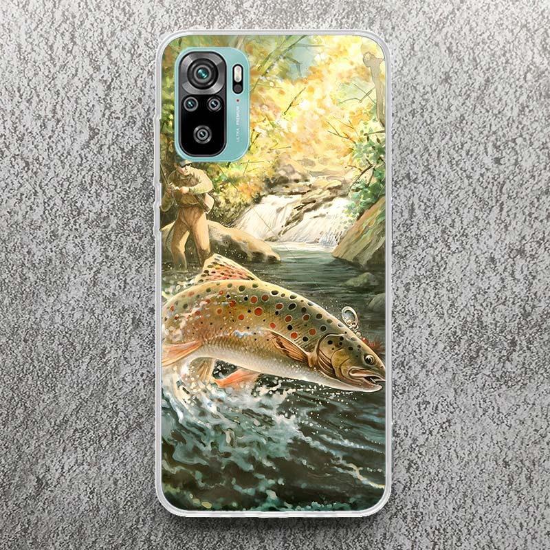 Carp Fish Fishing Rod Hook Print Soft Case for Xiaomi Redmi Note 14 13 12S 11S Phone Shell 10 Pro Plus 11E 11T 12 11 10S 5G Cove