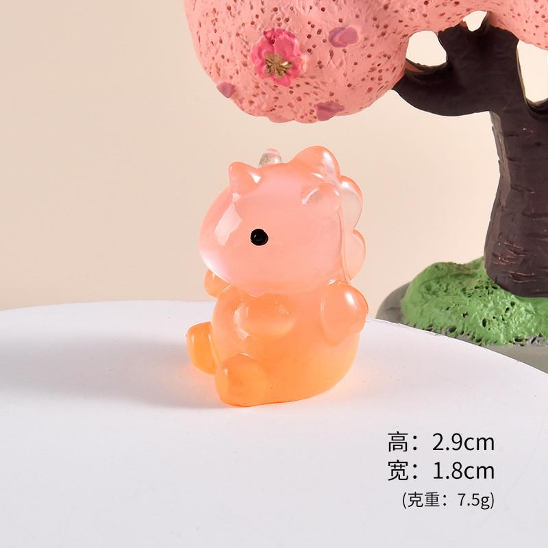 6Pcs Multicolors Luminous Unicorn Animal Miniatures Resin Ornaments Fairy Garden Decoration Micro Landscape