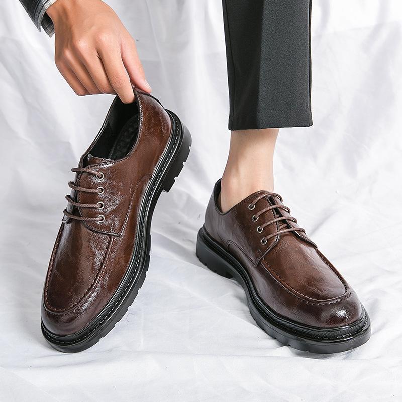 

Men s shoes large size new casual leather shoes fashion trend lace-up leather shoes business dress shoes groom wedding shoes 45