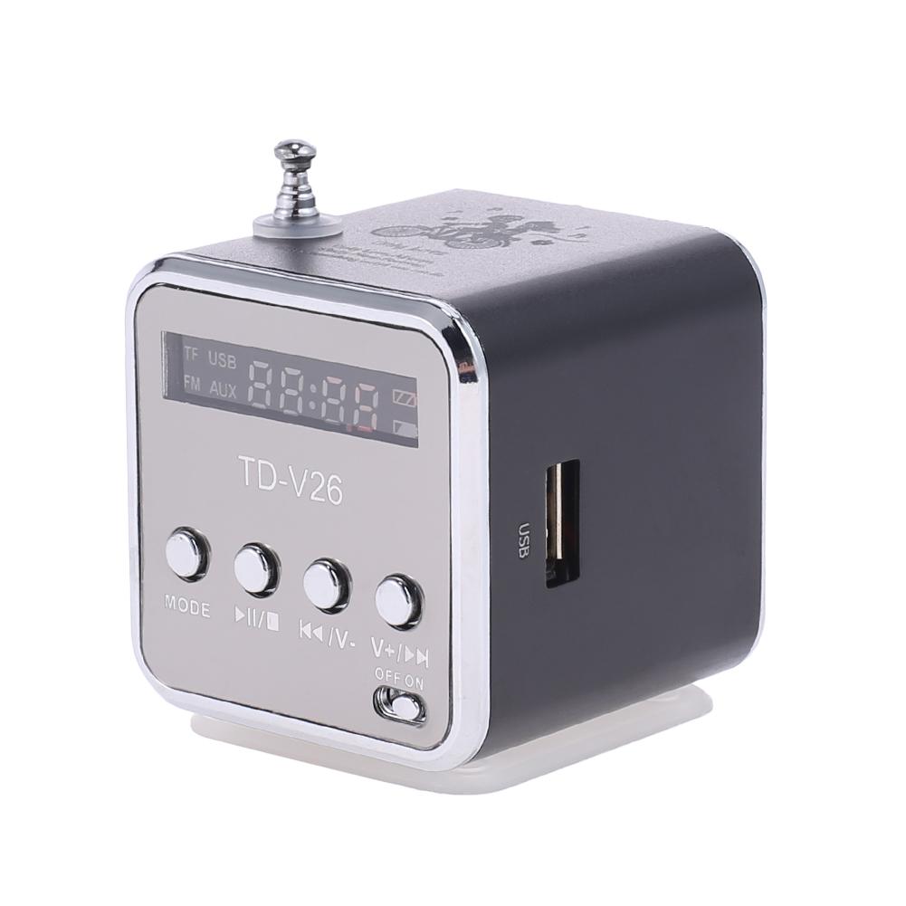 

Portable TD-V26 Digital FM Radio Speaker Mini FM Radio Receiver /LCD Display Stereo Loudspeaker Support TF Card чорний