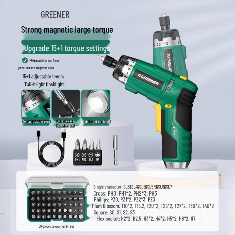 

Green Forest 3.6V Cordless Electric Screwdriver Set CN plug (adapter included)