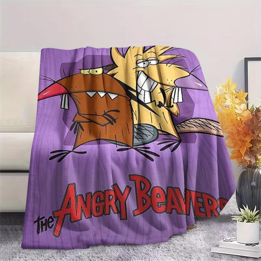 1PC The Angry Beavers Print Flannel Blanket, High quality Comfortable for All Seasons, Home Decor, Warmth and Comfort, Perfect for Christmas Gifts205