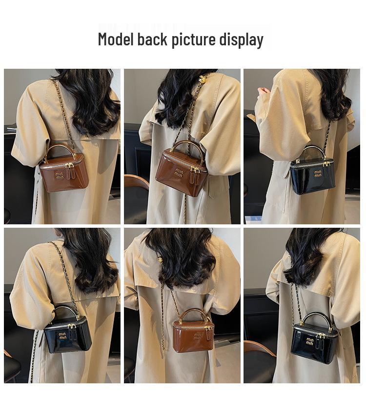 Vintažinė Miu maža kvadratinė grandinėlės rankinė - moteriška kasdienio stiliaus rankinė per petį ir crossbody