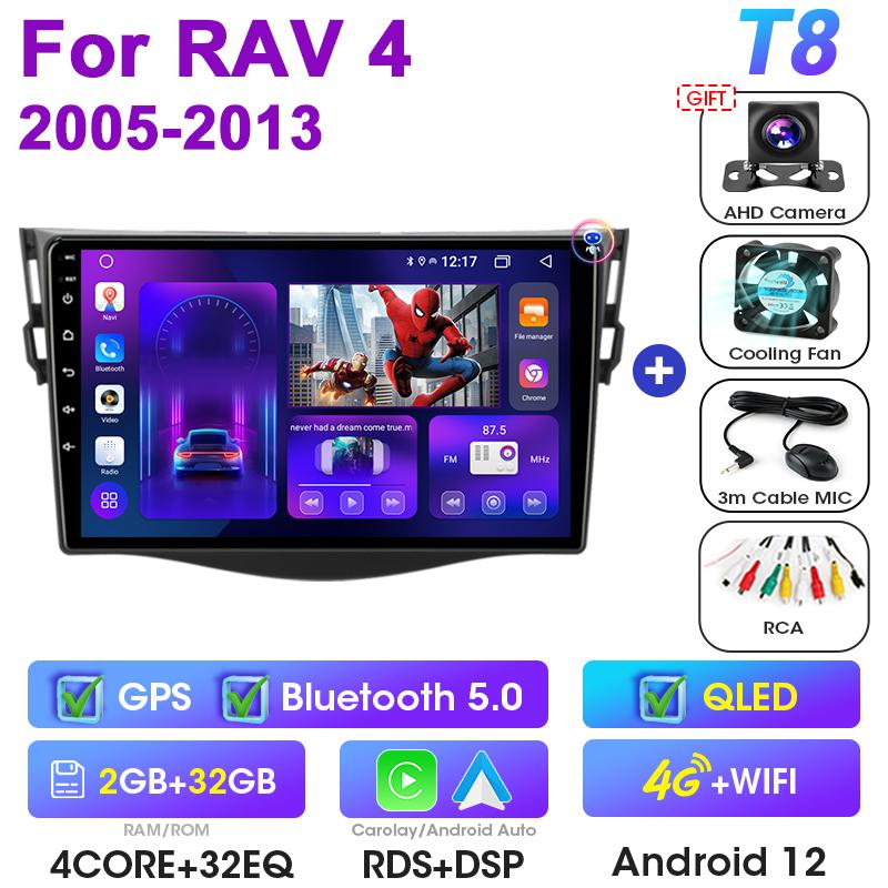 2 Din Android 12 Car Radio For Toyota RAV4 Rav 4 2005-2013 Multimedia Video Player GPS 4G Carplay Auto Stereo RDS IPS Head Unit