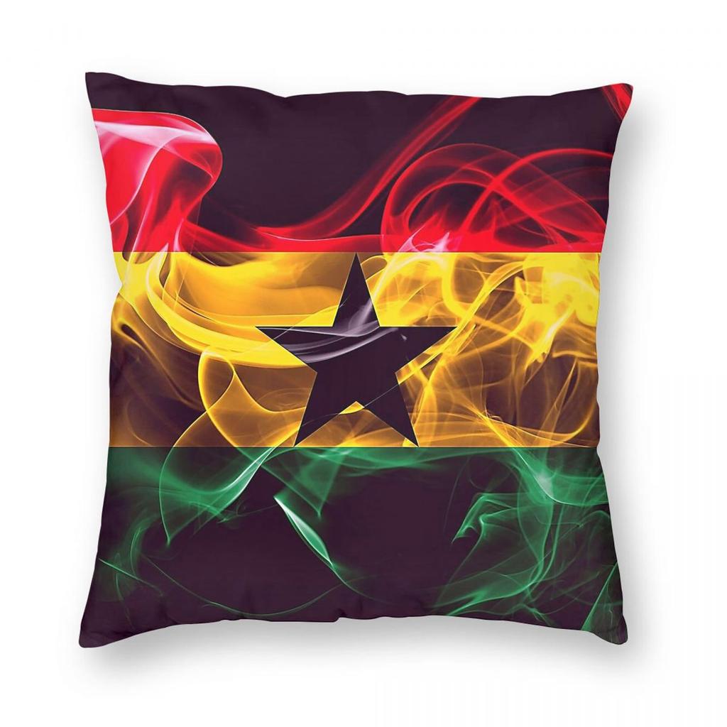 Ghana Pride Black Star Square Pillowcase Polyester Linen Velvet Printed Zip Decor Throw Pillow Case Home Cushion Cover