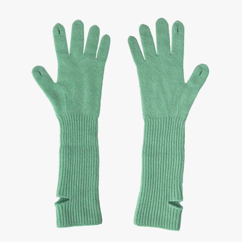 Mellotory 100% Cashmere Lip Line Gloves (green)