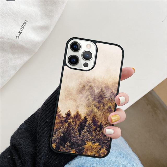Mountain Pine Tree Forest Mountain Peak Mist Phone Case For iPhone 17 Air 15 16 Pro Max 14 13 12 11 Pro Max Plus
