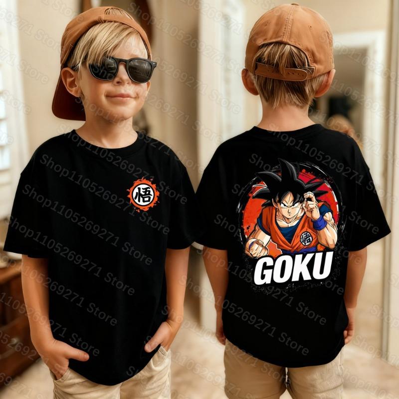 Anime Dragon Ball Kids T-shirt Son Goku Cute Cartoon Fashion Print Summer Cotton Boys Girls Loose Short Sleeve Clothing Gifts
