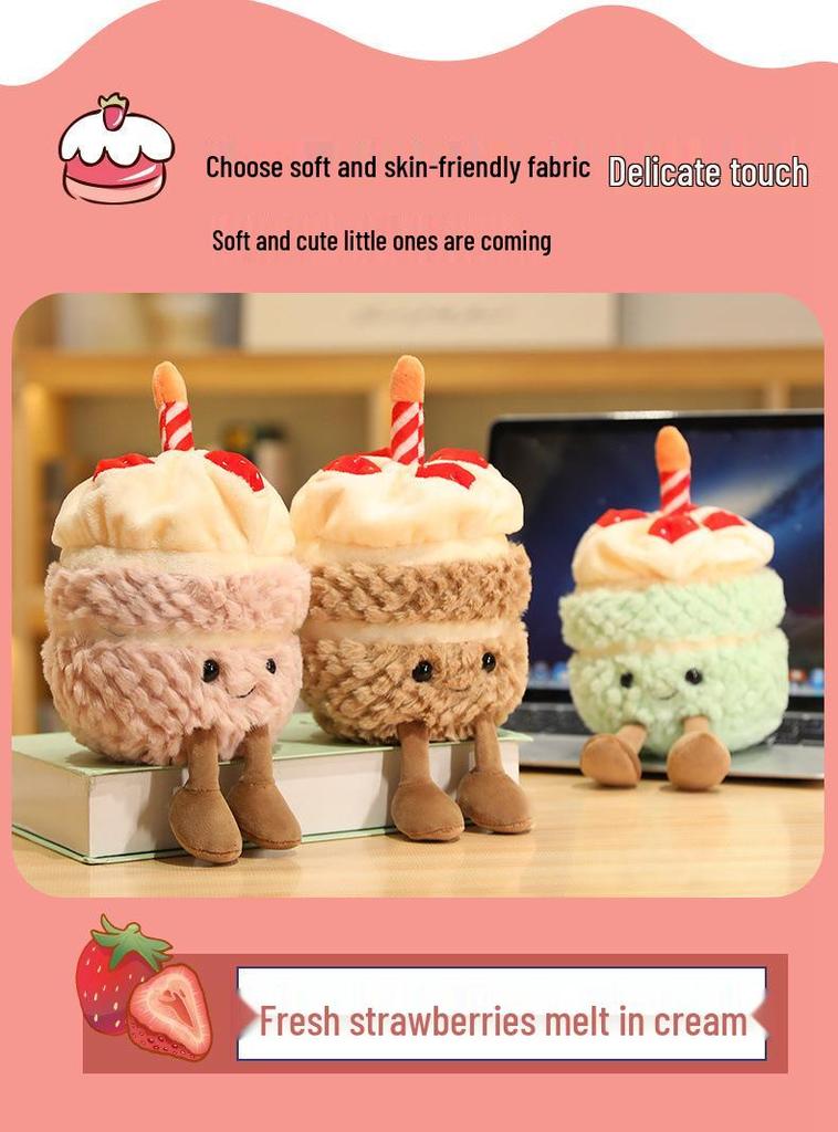 Illuminated Musical Birthday Cake Doll Plush Toy Gift for Girls