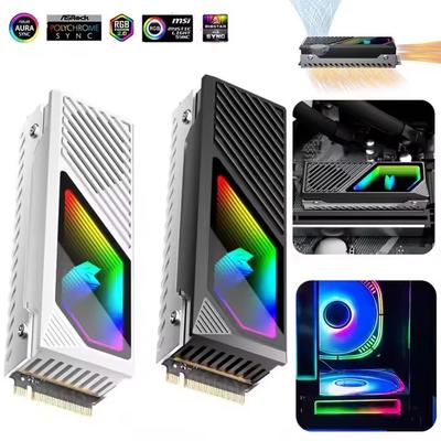 Aluminium ARGB M.2 SSD Kühlkörper M2 Festplattenkühler mit Wärmeleitpad 5V 3Pin ARGB M.2 2280 NVME Solid State Drive Kühler