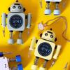 Moderne Süße Metall Roboter Digitaler Wecker Stille LED Temperaturanzeige Nachtlicht Schreibtisch Uhr für Kinderzimmer Nachttisch