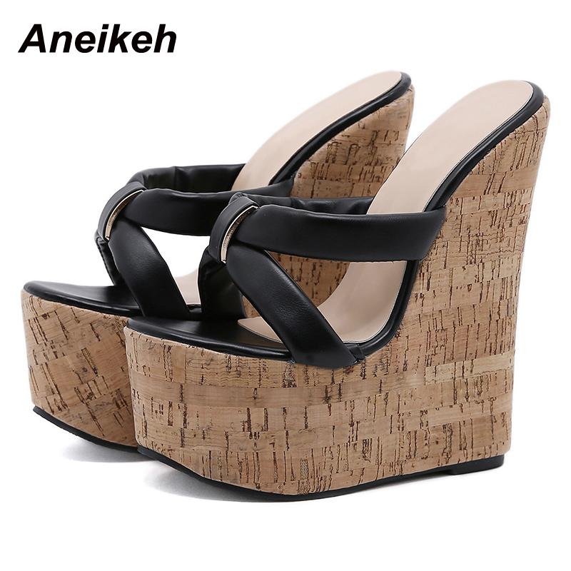 Aneikeh Sandali Zeppa Donna Ciabatte Punta Aperta Piattaforma Estive Tacco Super Alto Scarpe da Festa Donna Taglia 35-42