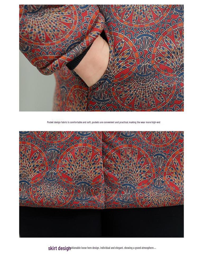 Warm, Thickened Stand Collar Jacket with Fleece Lining for Elderly Women (70-80 years), Cotton Padded for Cold-Proof Comfort.