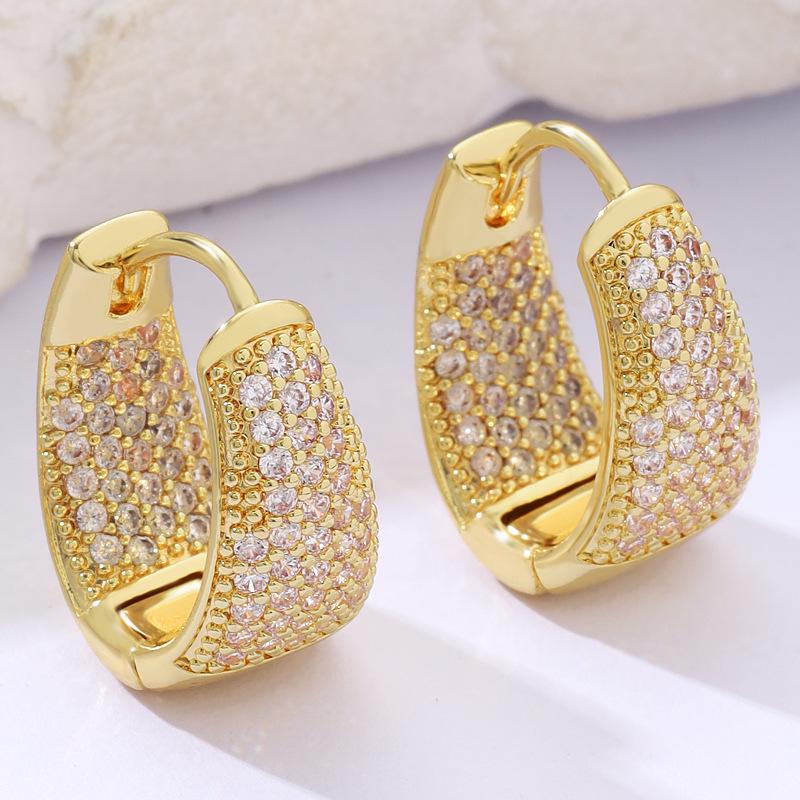 Kolorowe Cyrkoniowe Geometryczne Kolczyki Nausznice Trójkątne - Lekki Luksus, Wykwintna Biżuteria Modowa