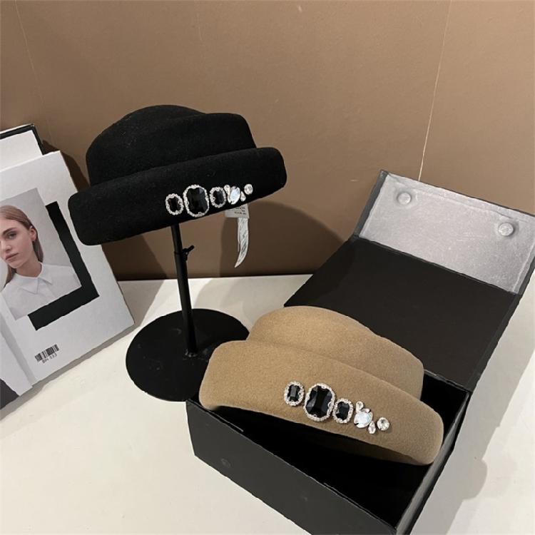 Women Felt Top Cap Girls Chauffeur Hat Adult Felt Beanie Winter Casual Headdress