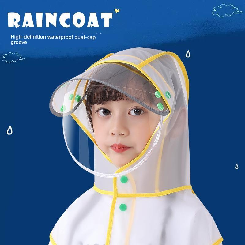 Children's Raincoat with Large Brim for Boys and Girls, with Backpack Space, Kids' Raincoat for Outdoor Hiking, Student School Poncho
